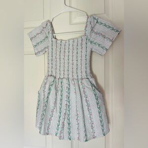 Floral Striped Dress with Puff Sleeves